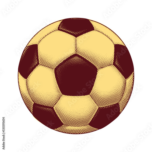 Scratchboard Engraved Soccer Ball with Yellow Fill