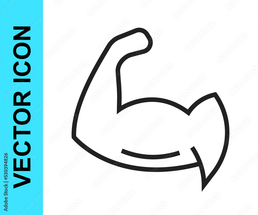 Black line Bodybuilder showing his muscles icon isolated on white background. Fit fitness strength health hobby concept. Vector Black line Bodybuilder showing his muscles icon isolated on white background. Fit fitness strength health hobby concept. Vector