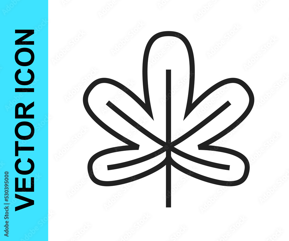 Black line Chestnut leaf icon isolated on white background. Vector Black line Chestnut leaf icon isolated on white background. Vector