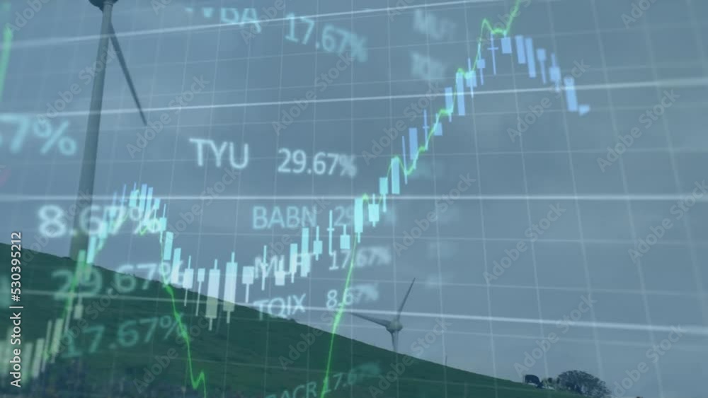 Animation of financial data processing with green line graph Animation of financial data processing with green line graph