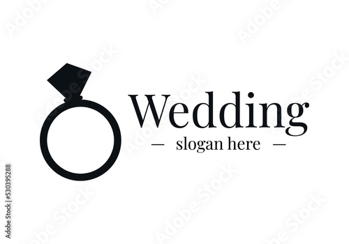 Vector wedding logo, ring. Isolated on white
