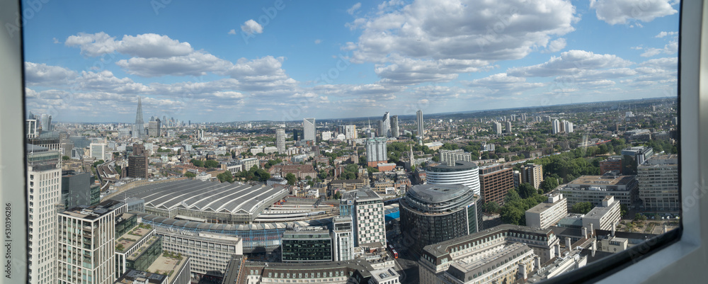 Panorama city view London high window cloudy