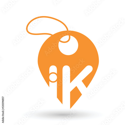 Location Marked Shopping Logo Design consisting of the letters I and K