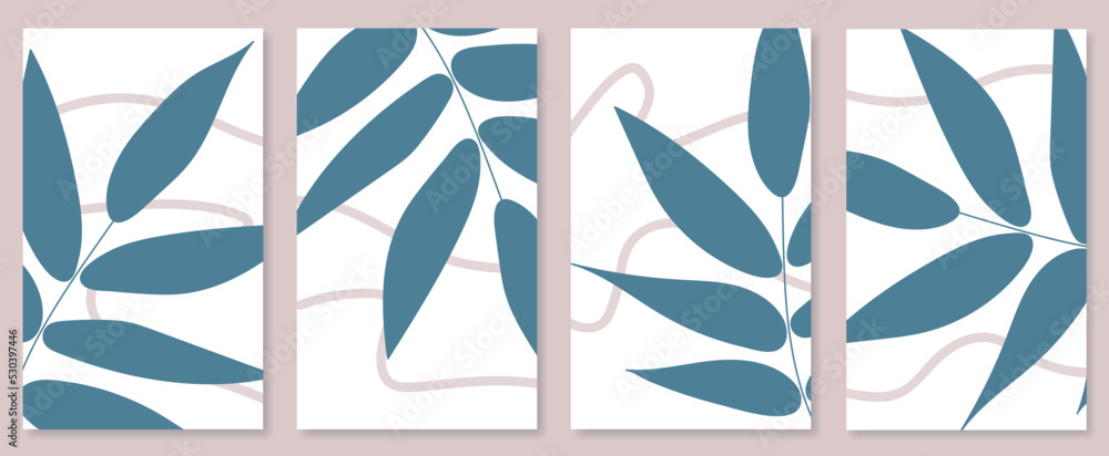 Abstract botanical wall art set. Vector illustration in scandinavian design Abstract botanical wall art set. Vector illustration in scandinavian design