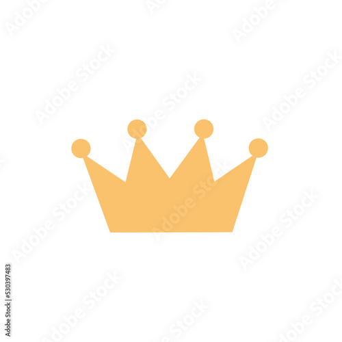 Simple golden crown in flat style. Crown princess, king, queen, prince. Kingdom sign