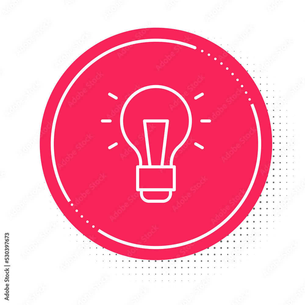 White line Light bulb with concept of idea icon isolated on white background. Energy and idea symbol. Inspiration concept. Red circle button. Vector White line Light bulb with concept of idea icon isolated on white background. Energy and idea symbol. Inspiration concept. Red circle button. Vector