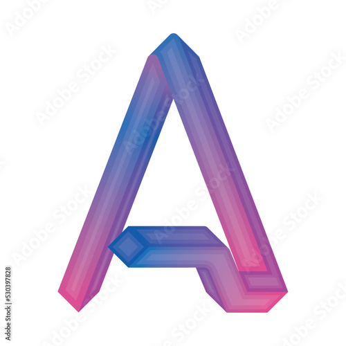 Isolated colored letter A with 3d effect Vector
