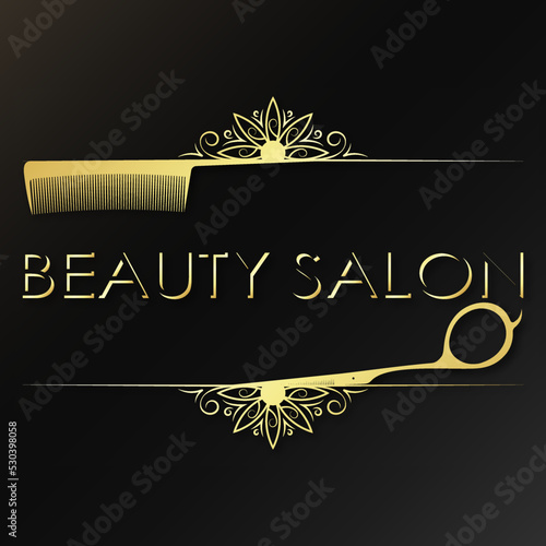 Hair salon and beauty salon golden symbol for business