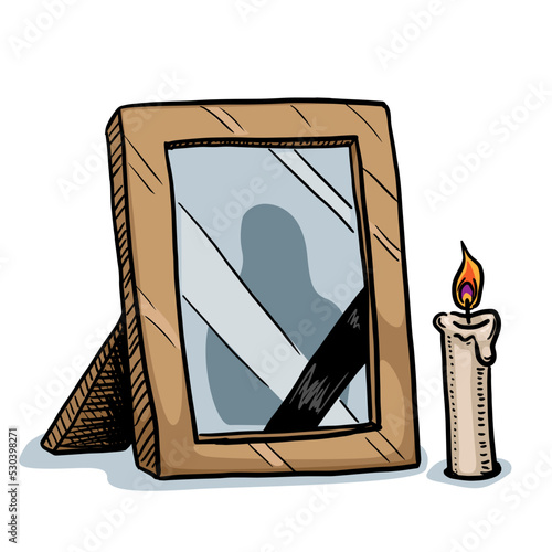 funeral photo and candle vector illustration