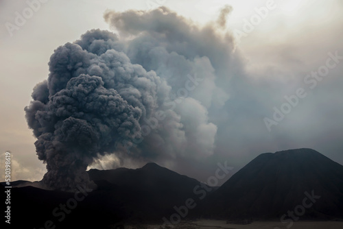 Photo Mount Bromo volcano erupting Indonesian South East Asia