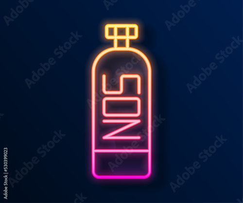 Glowing neon line Nitrous oxide icon isolated on black background. Vector