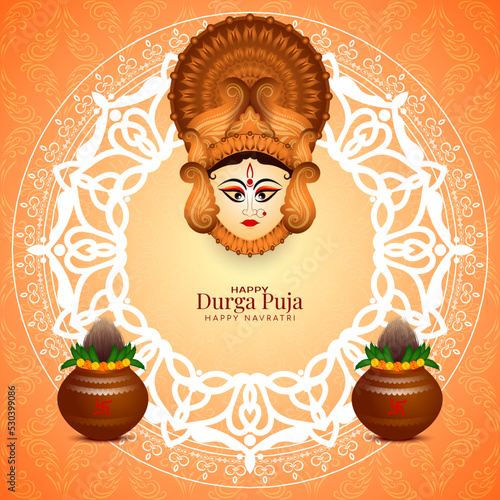 Traditional Durga Puja and Happy navratri cultural festival background photo