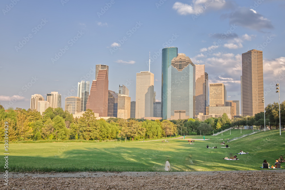 Houston Skyline from Eleanor Tinsley Park in the Afternoon