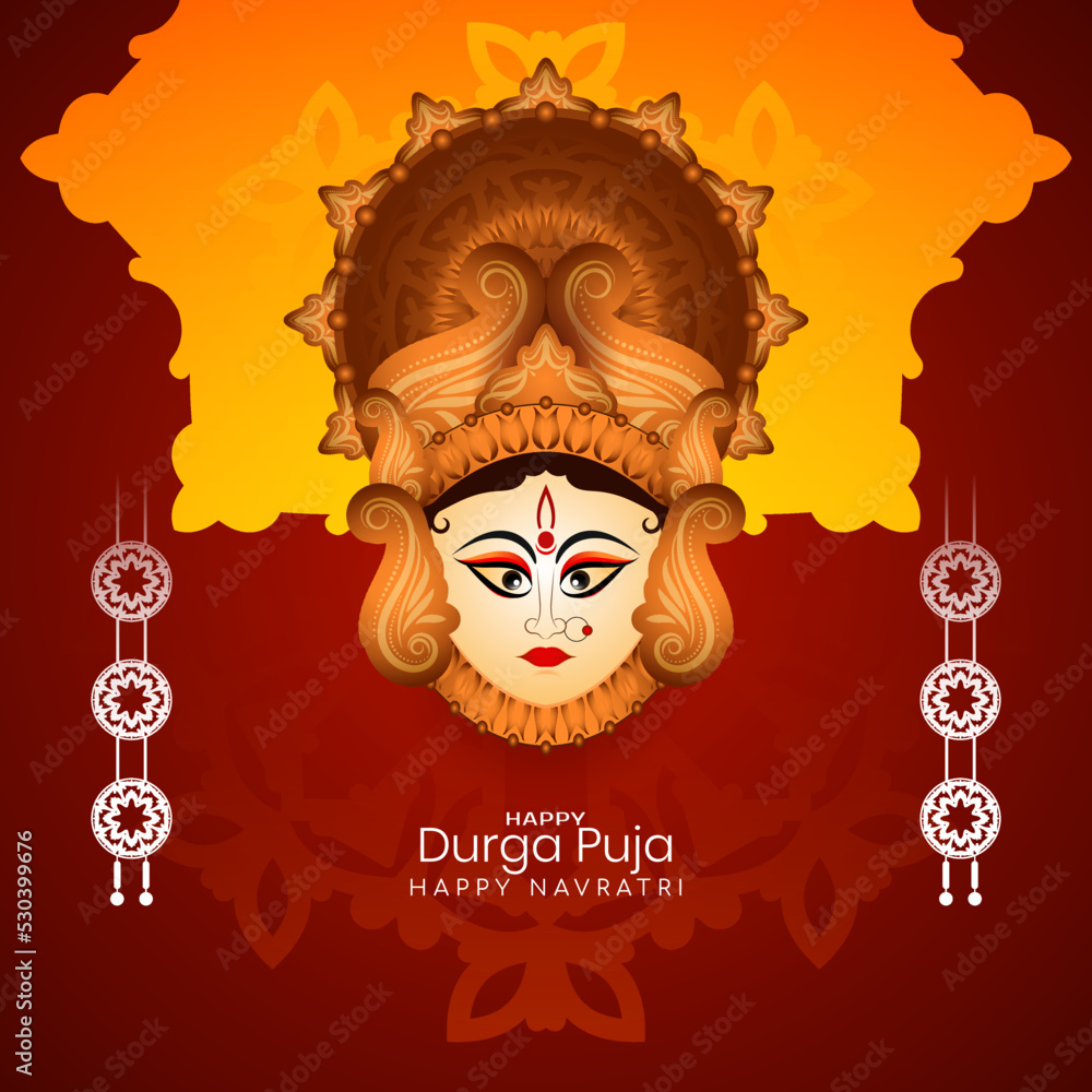 Durga Puja and Happy navratri goddess durga worship festival background design