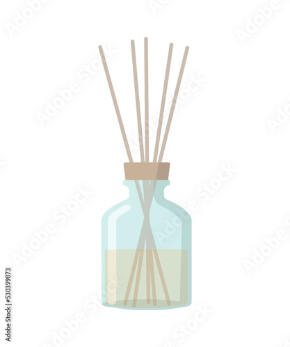 Aroma reed diffuser with sticks.