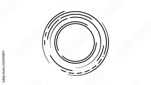 Rotating concentric circles, round target lines seamless looped animation. Round frame, design element isolated. Luma mask, alpha channel.