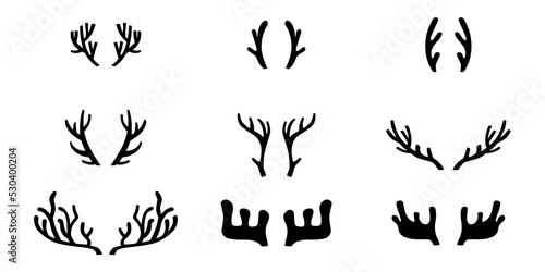 Antlers silhouette set for photo prop box. Vector stock illustration isolated on white background for logo. 