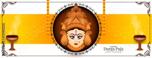 Durga Puja and Happy navratri Indian religious festival elegant banner design