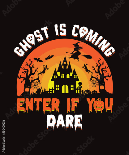 Halloween pumpkin house t-shirt design .