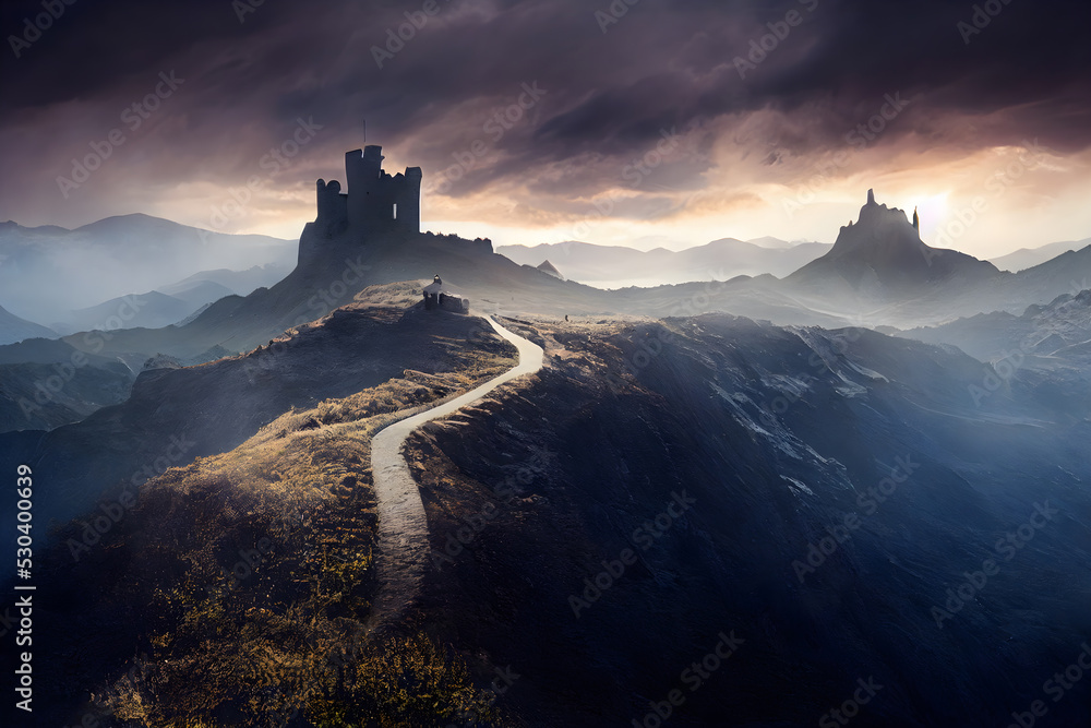 Two mighty castles on opposing hills. Two mighty castles on opposing hills.