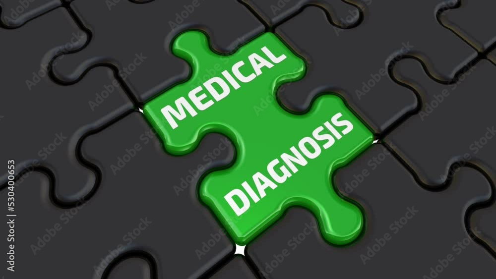 Medical diagnosis. Folding puzzles. Folded black puzzles elements and one green with white text MEDICAL DIAGNOSIS. Footage video Medical diagnosis. Folding puzzles. Folded black puzzles elements and one green with white text MEDICAL DIAGNOSIS. Footage video