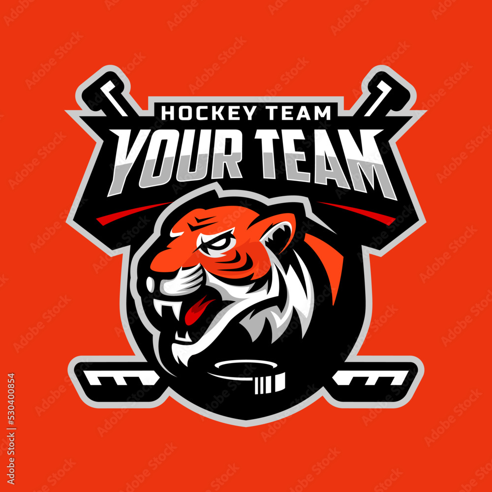 Vektorová grafika „Tiger head logo for the ice hockey team logo. vector