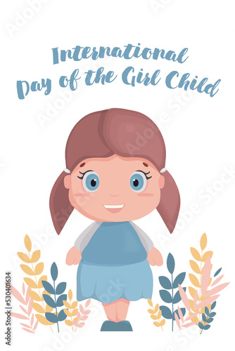 International Girls Day.Vector banner, greeting card on white background.