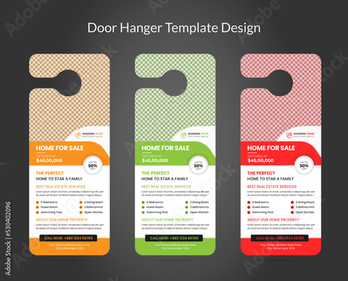 Real estate agency business door hanger template design
