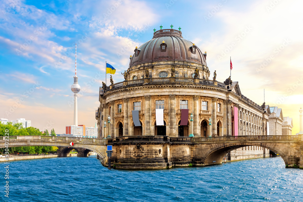 Museum Island on the Spree and view on the bridges, Berlin, Germany