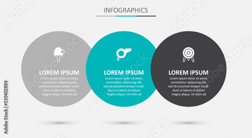 Set Whistle, Racket and Target sport. Business infographic template. Vector