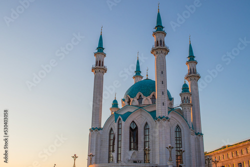 Kul Sharif closeup in sunset time. Kazan in may 2022