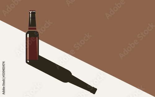 Vector illustration of a bottle of beer in a minimal style.