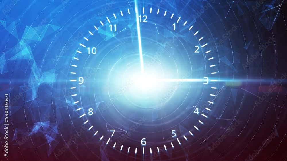 Endless loop time clock motion on shiny digital technology animation background. Endless loop time clock motion on shiny digital technology animation background.