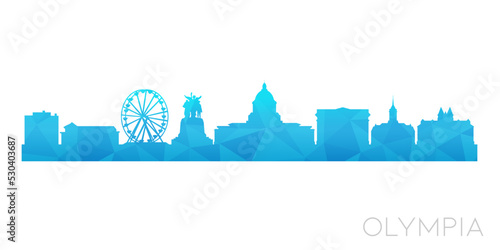Olympia, WA, USA Low Poly Skyline Clip Art City Design. Geometric Polygon Graphic Horizon Icon. Vector Illustration Symbol.
