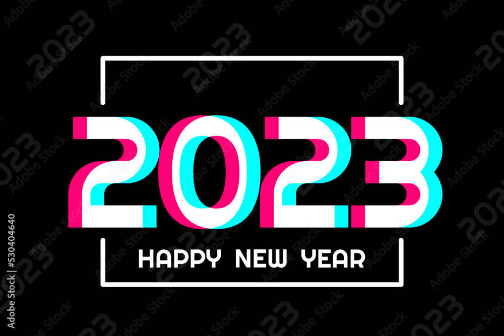 Creative concept of 2023 Happy New Year poster in social media style. Design template with typography logo 2023 for celebration. New year design template for social media post and cover - obrazy, fototapety, plakaty 