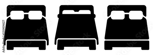 Double bed icon set. Vector illustration isolated on white background