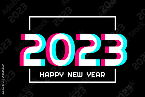 Creative concept of 2023 Happy New Year poster in social media style. Design template with typography logo 2023 for celebration. New year design template for social media post and cover