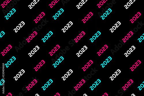 Creative concept of 2023 Happy New Year poster in social media style. Seamless pattern. New year design template for social media post and cover. Vector illustration