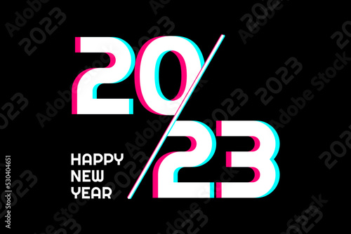Creative concept of 2023 Happy New Year poster in social media style. Design template with typography logo 2023 for celebration. New year design template for social media post and cover.