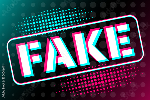 Fake. Spreading fake news concept. Hoax on the internet and social media. Untruth information spread. Poster in the style of popular social media. Vector illustration photo