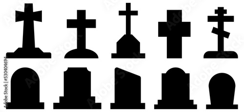 Grave icons set. Vector illustration isolated on white background