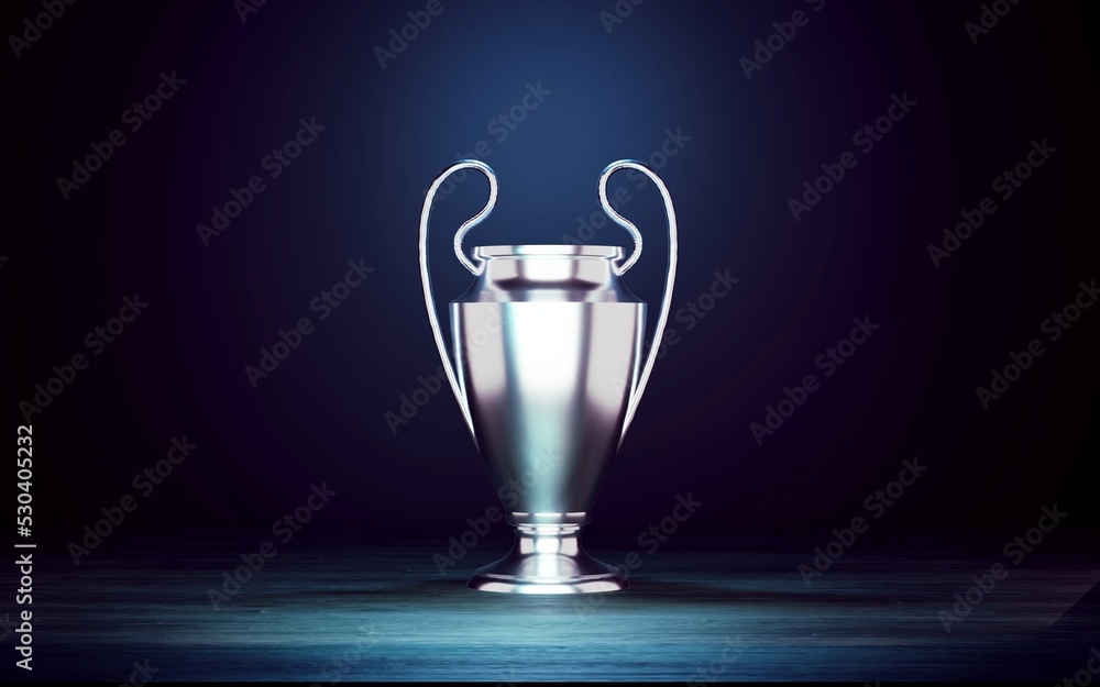 champion silver trophy on dark background. 3d render champion silver trophy on dark background. 3d render