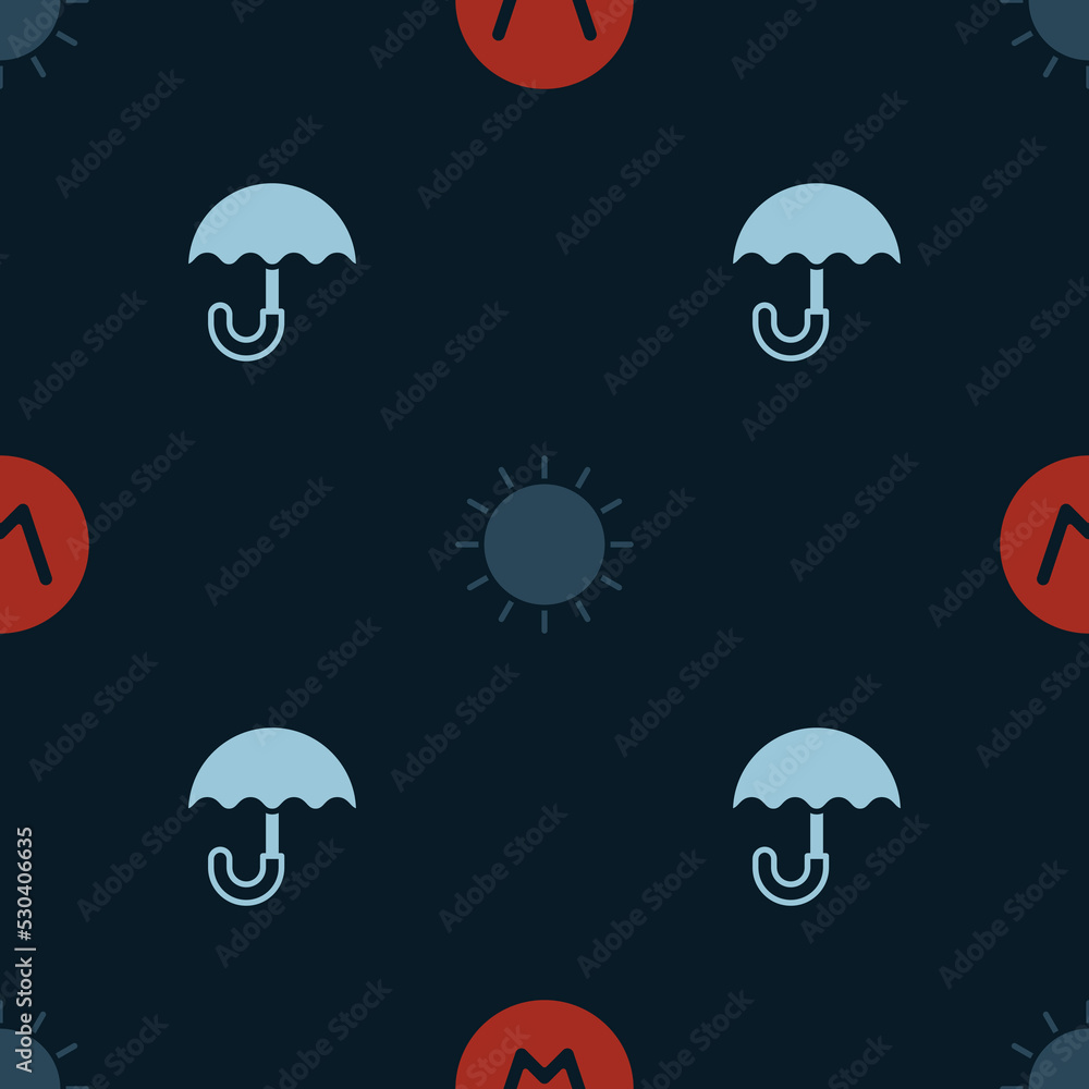 Set Compass north, Sun and Umbrella on seamless pattern. Vector Set Compass north, Sun and Umbrella on seamless pattern. Vector