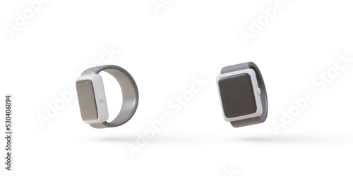 3D two smart watches in white color on a white background. Vector illustration.
