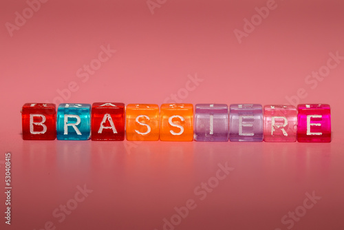 the word "brassiere" made up of cubes