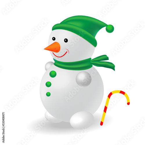 3d. Snowman, vector image on a white background.  Cartoon character for banner, flyer, illustrations. © Ivan Voronov