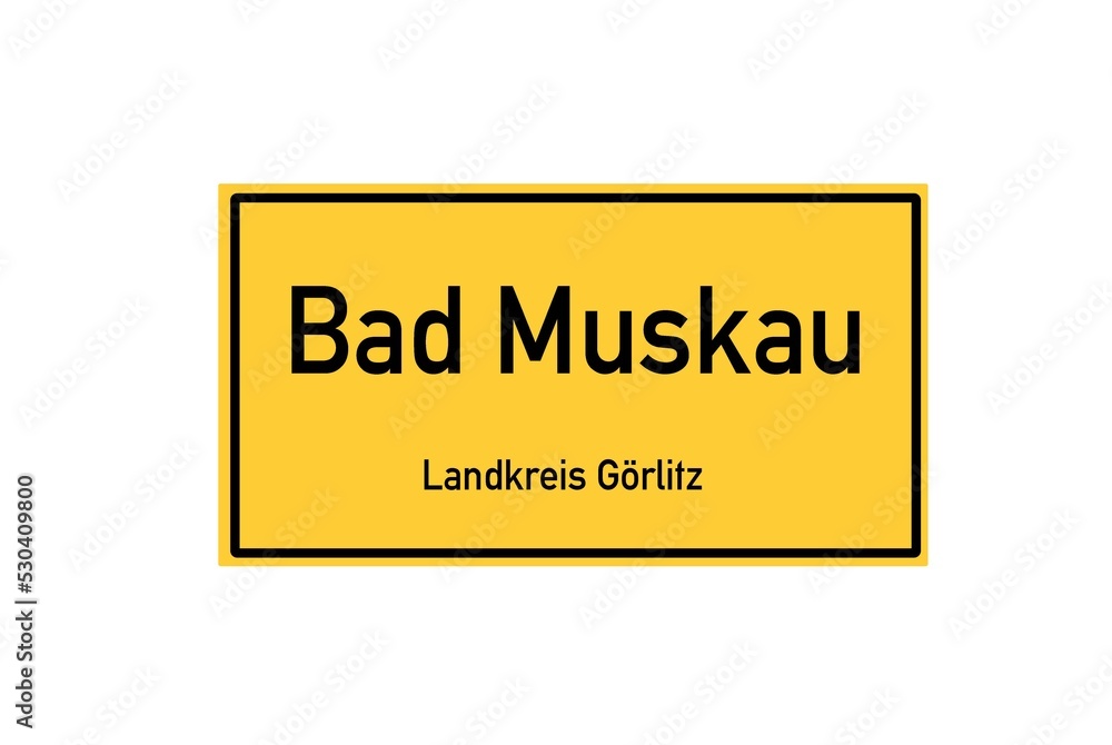 Isolated German city limit sign of Bad Muskau located in Sachsen Isolated German city limit sign of Bad Muskau located in Sachsen