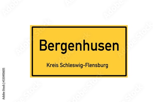 Isolated German city limit sign of Bergenhusen located in Schleswig-Holstein photo