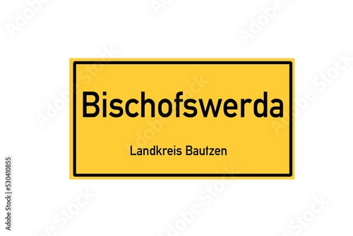 Isolated German city limit sign of Bischofswerda located in Sachsen photo