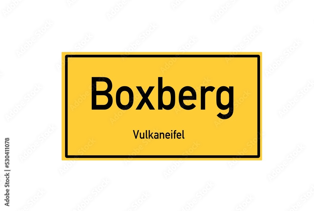 Isolated German city limit sign of Boxberg located in Rheinland-Pfalz